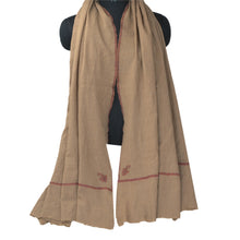 Load image into Gallery viewer, Sanskriti Vintage Brown Woolen Shawl Hand Embroidered Suzani Work Stole Scarf
