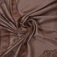 Load image into Gallery viewer, Sanskriti Vintage Brown Woolen Shawl Woven Work Long Stole Soft Scarf Floral

