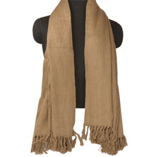 Load image into Gallery viewer, Brown Woollen Shawl Woven Work Long Stole Soft Scarf Floral
