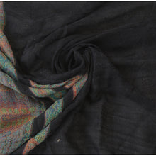 Load image into Gallery viewer, Sanskriti Vintage Black Woollen Shawl Woven Work Long Soft Stole Animal Scarf
