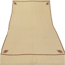 Load image into Gallery viewer, Sanskriti Vintage Cream Woolen Shawl Hand Embroidered Suzani Work Stole Scarf
