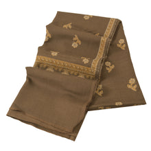 Load image into Gallery viewer, Sanskriti Vintage Brown Woolen Shawl Embroidered Long Stole Soft Scarf Floral

