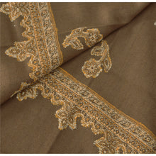 Load image into Gallery viewer, Sanskriti Vintage Brown Woolen Shawl Embroidered Long Stole Soft Scarf Floral
