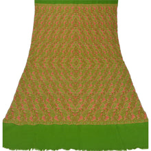 Load image into Gallery viewer, Sanskriti Vintage Green Woolen Shawl Woven Work Long Stole Soft Scarf Floral
