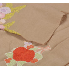 Load image into Gallery viewer, Sanskriti Vintage Beige Woolen Shawl Hand Embroidered Ari Work Stole Scarf
