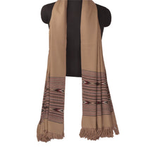 Load image into Gallery viewer, Sanskriti Vintage Peach Woollen Shawl Woven Work Long Soft Stole Paisley Scarf
