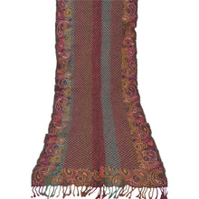 Load image into Gallery viewer, Sanskriti Vintage Woollen Shawl Embroidered Woven Work Long Stole Paisley Scarf
