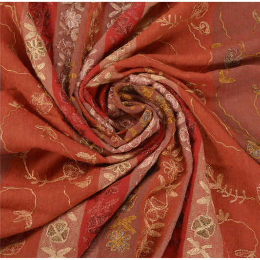 Sanskriti Vintage Woolen Shawl Hand Embroidered Ari Work Stole Soft Scarf