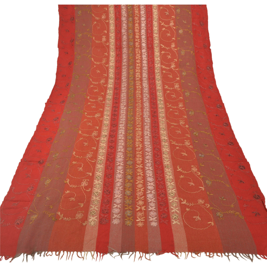 Sanskriti Vintage Woolen Shawl Hand Embroidered Ari Work Stole Soft Scarf