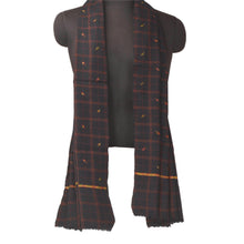 Load image into Gallery viewer, Sanskriti Vintage Black Woolen Shawl Embroidered Woven Work Long Stole Scarf
