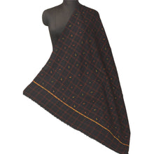 Load image into Gallery viewer, Sanskriti Vintage Black Woolen Shawl Embroidered Woven Work Long Stole Scarf
