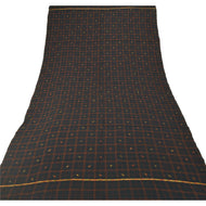 Sanskriti Vintage Black Woolen Shawl Embroidered Woven Work Long Stole Scarf