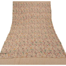 Load image into Gallery viewer, Sanskriti Vintage Brown Woolen Shawl Hand Embroidered Kantha Work Stole Scarf
