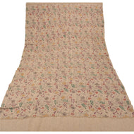 Sanskriti Vintage Brown Woolen Shawl Hand Embroidered Kantha Work Stole Scarf