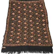 Load image into Gallery viewer, Sanskriti Vintage Black Woolen Shawl Hand Embroidered Ari Work Stole Scarf
