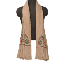 Load image into Gallery viewer, Sanskriti Vintage Brown Woollen Shawl Hand Embroidered Throw Long Stole Scarf
