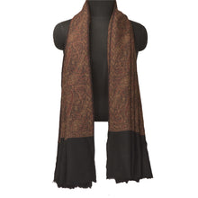 Load image into Gallery viewer, Sanskriti Vintage Woolen Black Reversible Shawl Woven Long Stole Throw Scarf
