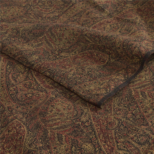 Sanskriti Vintage Woolen Black Reversible Shawl Woven Long Stole Throw Scarf