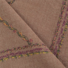 Load image into Gallery viewer, Sanskriti Vintage Brown Woolen Shawl Handmade Suzani Work Throw Stole Scarf
