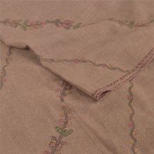 Load image into Gallery viewer, Sanskriti Vintage Brown Woolen Shawl Handmade Suzani Work Throw Stole Scarf
