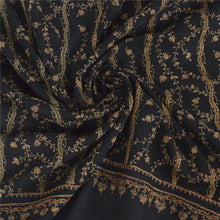 Load image into Gallery viewer, Sanskriti Vintage Black Woolen Shawl Handmade Suzani Work Throw Stole Scarf

