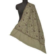 Load image into Gallery viewer, Sanskriti Vintage Long Woolen Shawl Black Handmade Suzani Woven Throw Scarf
