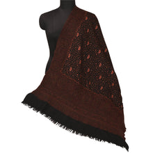 Load image into Gallery viewer, Sanskriti Vintage Long Shawl Black Handmade Woolen Suzani Work Woven Throw Stole
