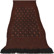 Sanskriti Vintage Long Shawl Black Handmade Woolen Suzani Work Woven Throw Stole