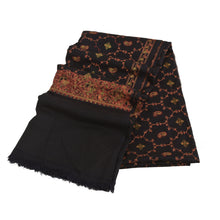 Load image into Gallery viewer, Sanskriti Vintage Long Shawl Black Embroidered Woolen Scarf Throw Soft Stole
