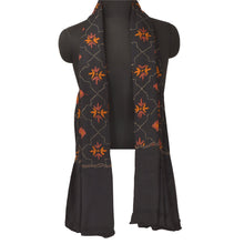 Load image into Gallery viewer, Sanskriti Vintage Long Shawl Black Hand Embroidered Scarf Throw Floral Stole
