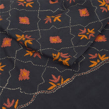 Load image into Gallery viewer, Sanskriti Vintage Long Shawl Black Hand Embroidered Scarf Throw Floral Stole
