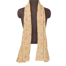 Load image into Gallery viewer, Sanskriti Vintage Long Shawl Cream Hand Embroidered Handloom Scarf Throw Stole
