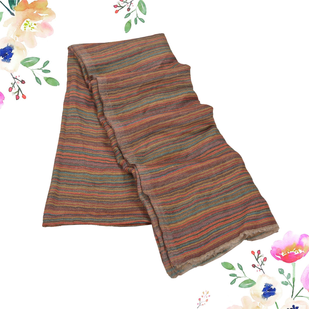 Sanskriti New Pure Fine Wool Shawl Woven Work Long Stole Wrap Soft Scarf 80x30