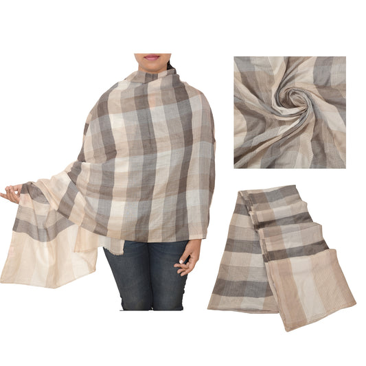 Sanskriti New Multi Color Pure Fine Wool Shawl Woven Work Long Stole Soft Scarf