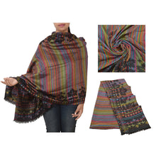 Load image into Gallery viewer, Sanskriti New Wool Blended Shawl Woven Work Long Stole Wrap Soft Scarf 80x29
