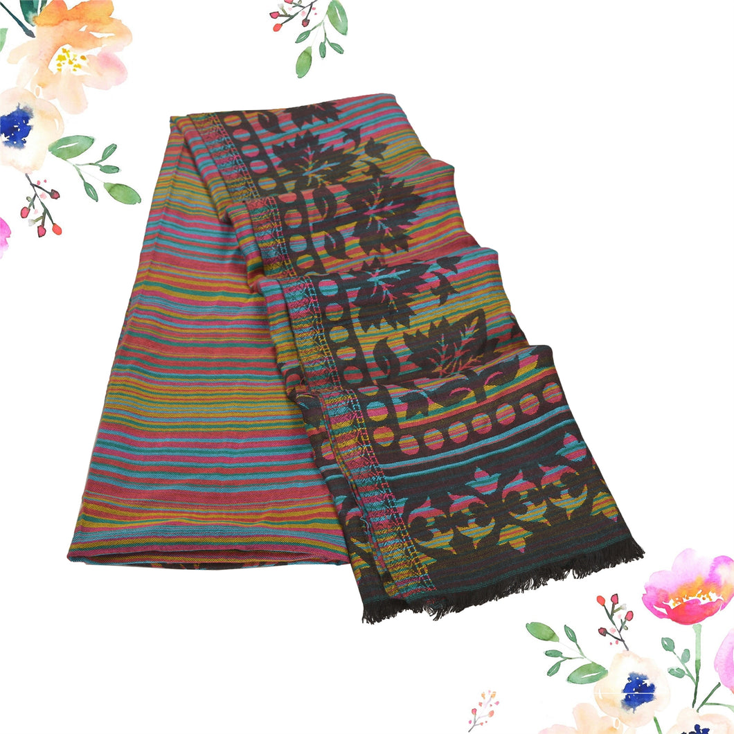 Sanskriti New Wool Blended Shawl Woven Work Long Stole Wrap Soft Scarf 80x29