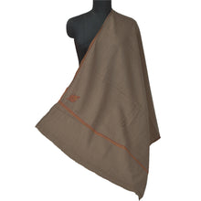 Load image into Gallery viewer, Sanskriti Vintage Brown Pure Woolen Shawl Hand Crafted Suzani Long Stole Scarf
