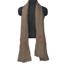 Load image into Gallery viewer, Sanskriti Vintage Brown Pure Woolen Shawl Hand Crafted Suzani Long Stole Scarf
