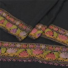 Load image into Gallery viewer, Sanskriti Vintage Black Pure Woolen Shawl Handmade Ari Work Long Stole Scarf
