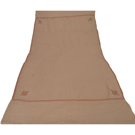 Sanskriti Vintage Brown 100% Pure Woolen Shawl Handmade Suzani Long Stole Scarf