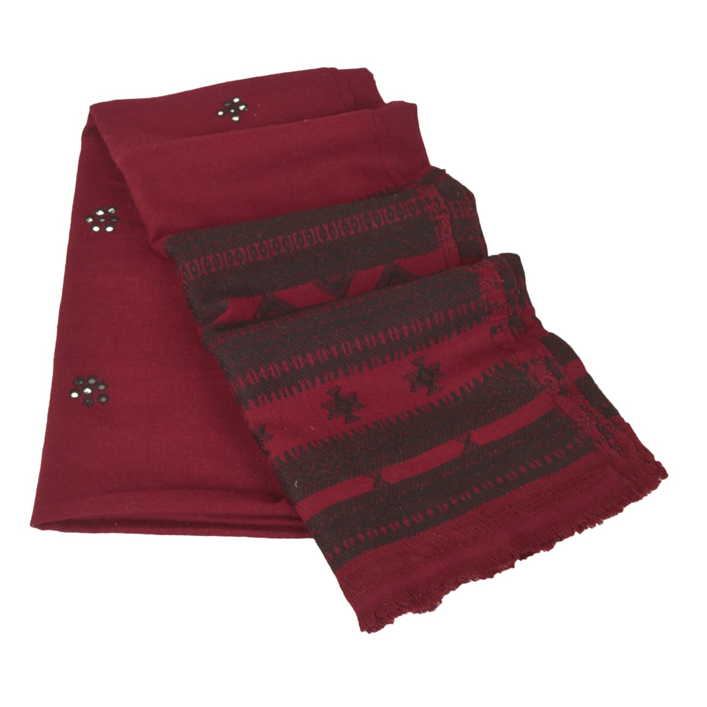 Sanskriti Vintage Black 100% Pure Woolen Woven Kutch Shawl Long Throw Stole