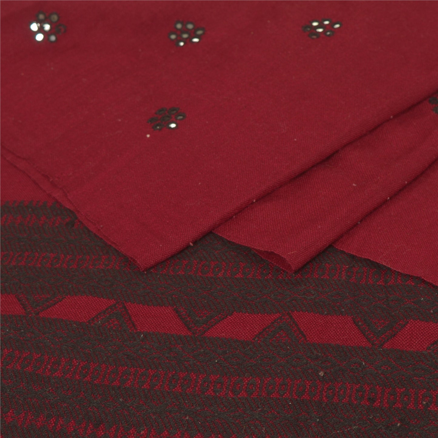 Sanskriti Vintage Black 100% Pure Woolen Woven Kutch Shawl Long Throw Stole