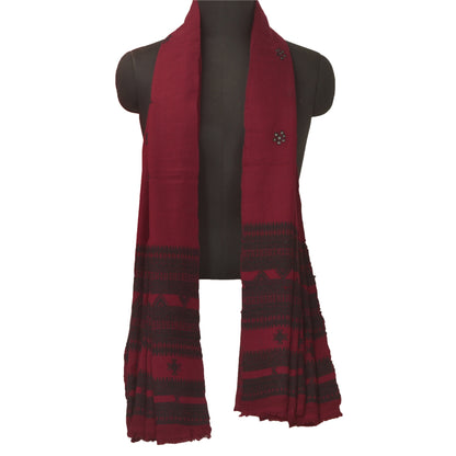 Sanskriti Vintage Black 100% Pure Woolen Woven Kutch Shawl Long Throw Stole