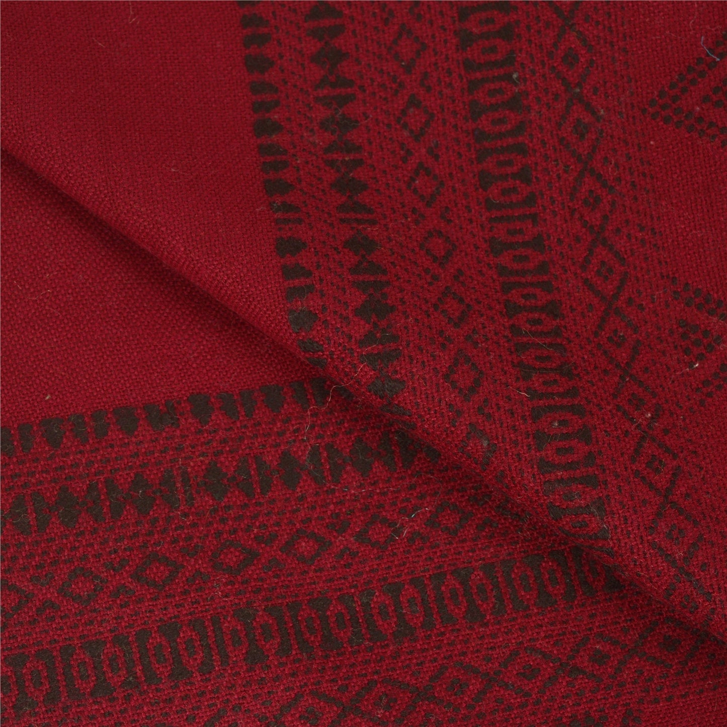 Sanskriti Vintage Black 100% Pure Woolen Woven Kutch Shawl Long Throw Stole