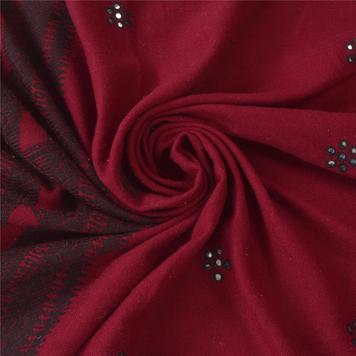 Sanskriti Vintage Black 100% Pure Woolen Woven Kutch Shawl Long Throw Stole