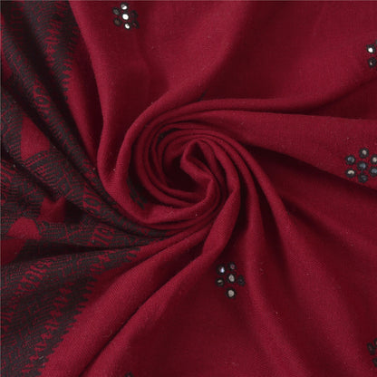 Sanskriti Vintage Black 100% Pure Woolen Woven Kutch Shawl Long Throw Stole