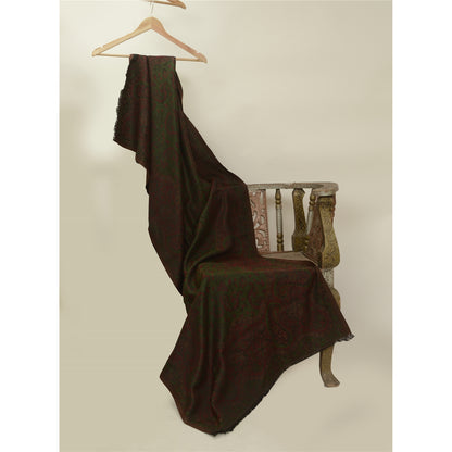Sanskriti Vintage Dark Red Viscose Reversible Shawl Woven Long Throw Stole