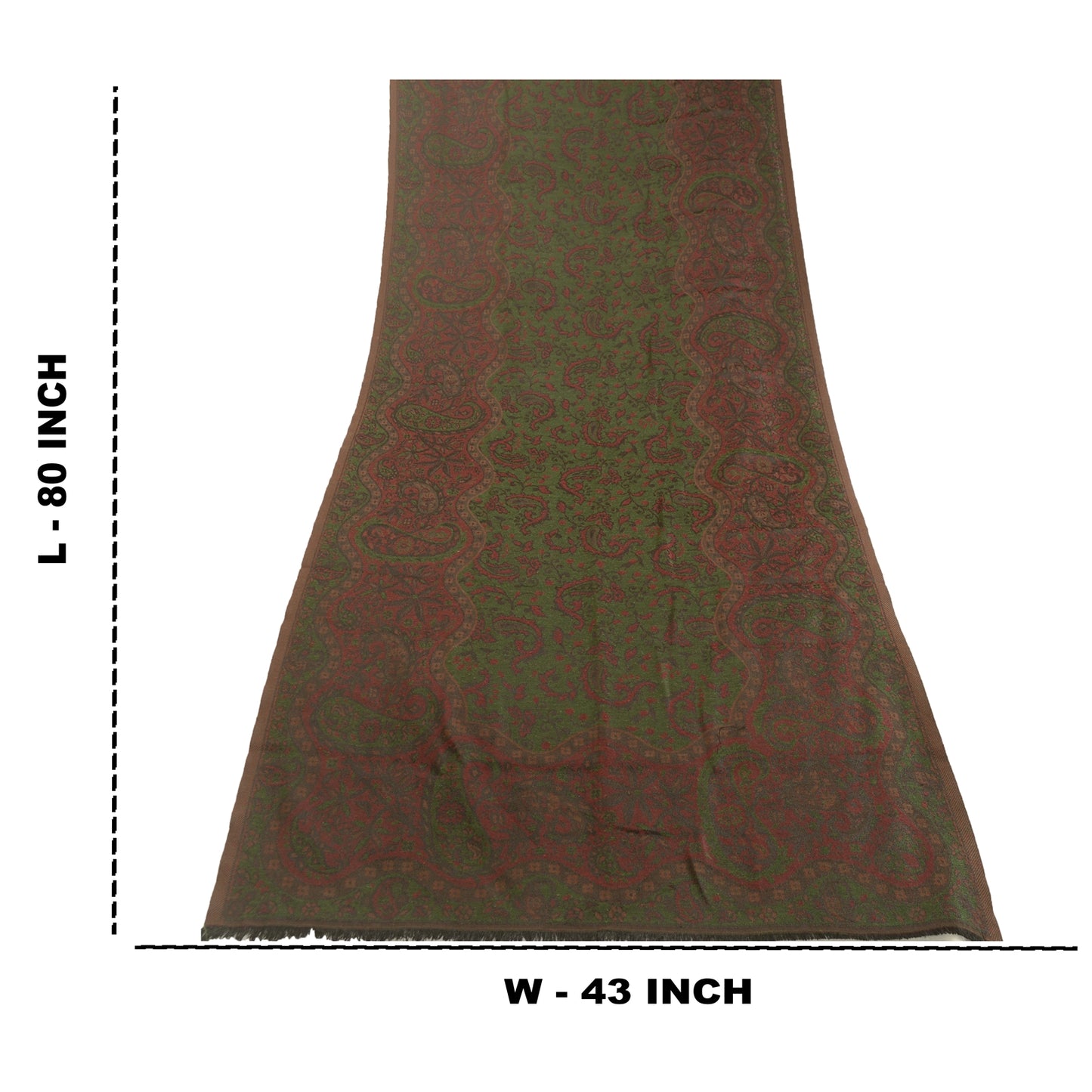 Sanskriti Vintage Dark Red Viscose Reversible Shawl Woven Long Throw Stole