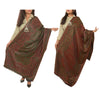 Sanskriti Vintage Dark Red Viscose Reversible Shawl Woven Long Throw Stole