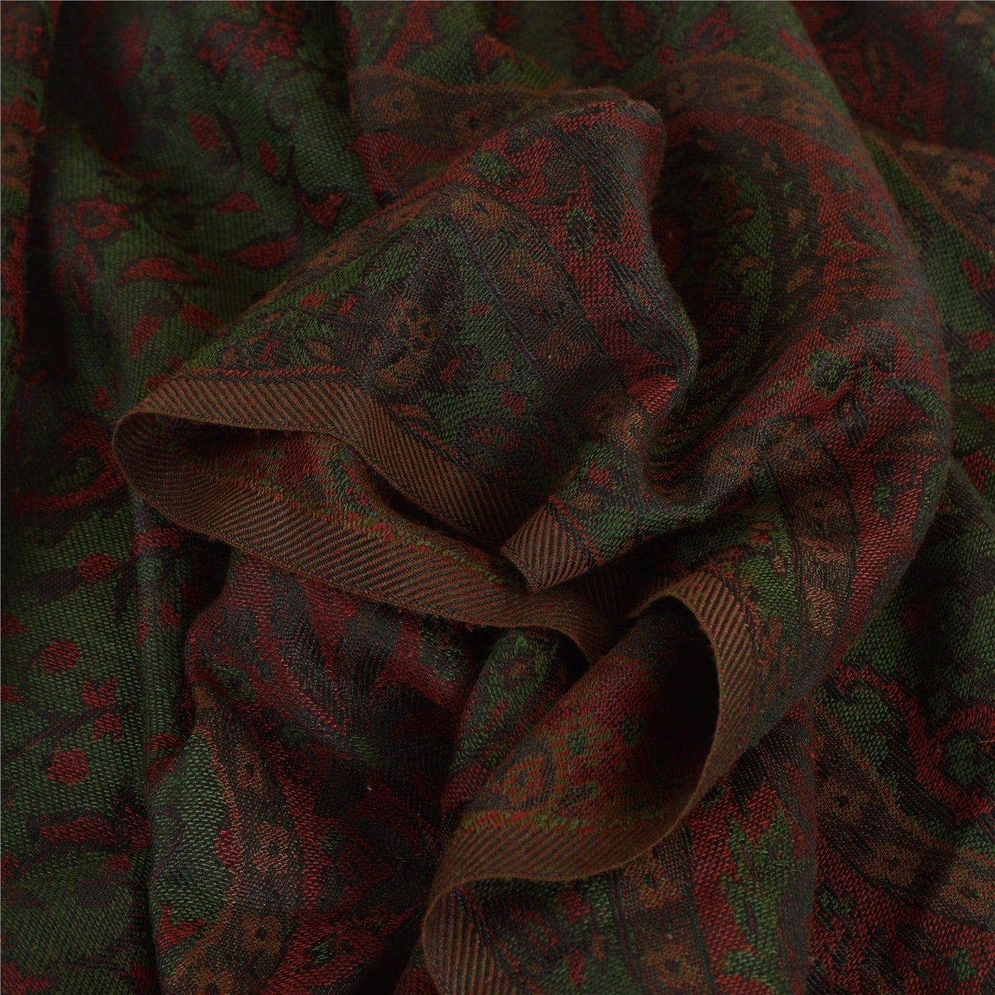 Sanskriti Vintage Dark Red Viscose Reversible Shawl Woven Long Throw Stole